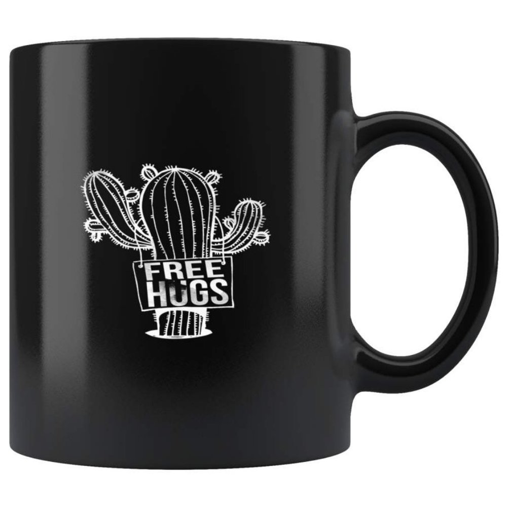 Funny Optimist Free Hugs Hugging Cactus Coffee Mug 11oz
